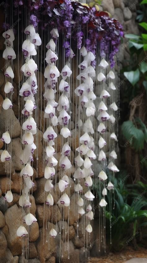Premium AI Image | A string of flowers hanging from a wall