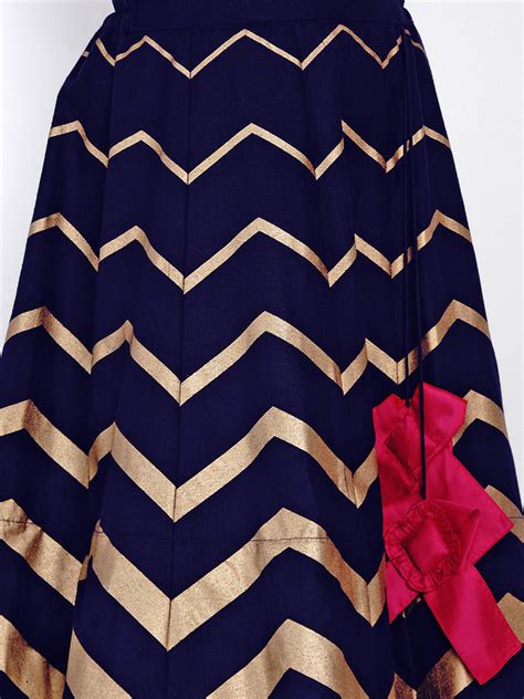 Shop Bitiya By Bhama Pink & Navy Blue Ready To Wear Lehenga With Blouse ...