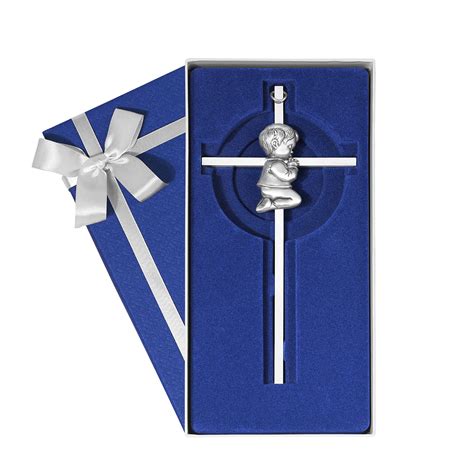 Snapklik.com : Baby Wall Cross Baptism Gifts For Boys, 7-inch Silver ...