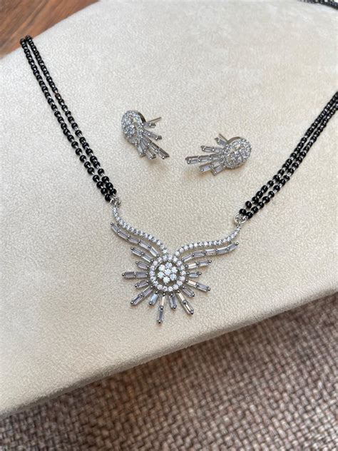 Alice Christy Alluring Silver Choki Diamond Mangalsutra ...