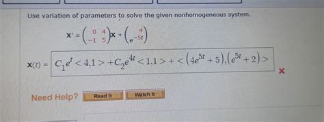 Image result for Homogeneous Solution to Variation of Parameters