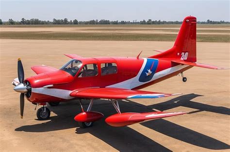 Red plane stands on a dirt runway | Premium AI-generated image