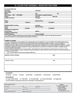 Fillable Online El Cajon Pony Registration - Eteamz Fax Email Print ...