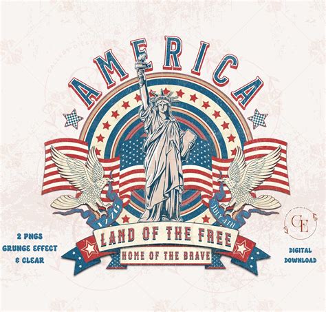 America Land of the Free PNG |vintage Patriotic 4th of July|retro ...