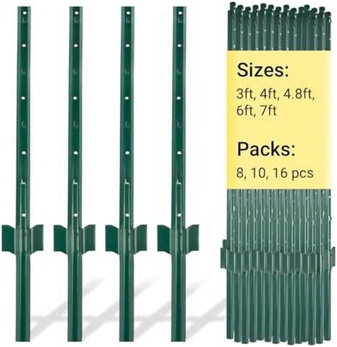 Fence Posts 4 Ft - 8 Pack, Heavy Duty Metal Fence Post, No Dig U Post ...
