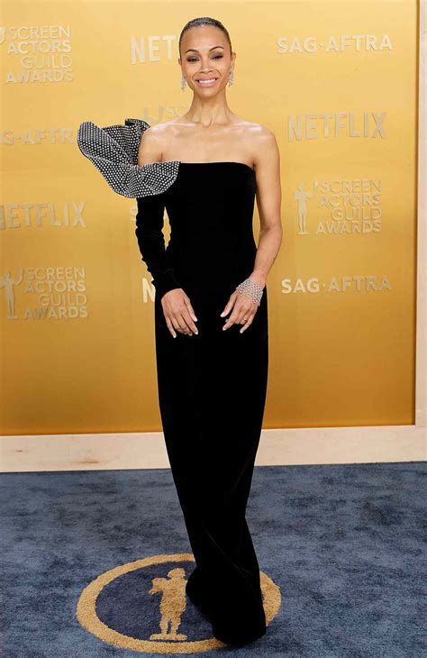 Zoe Saldaña Sparkles in a Bedazzled Velvet Gown at 2025 SAG Awards | Photos