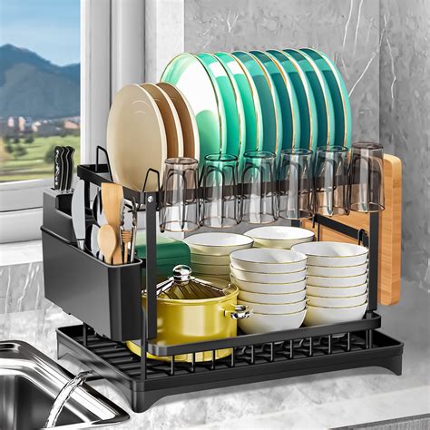 Riousery 2 Tier Dish Racks for Kitchen Counter, Dish Drying Rack with ...