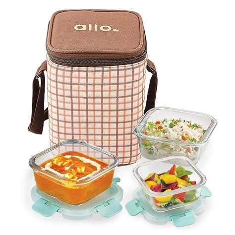 Buy Allo Food Safe Glass Lunch Box with Breakfree Detachable Lock ...