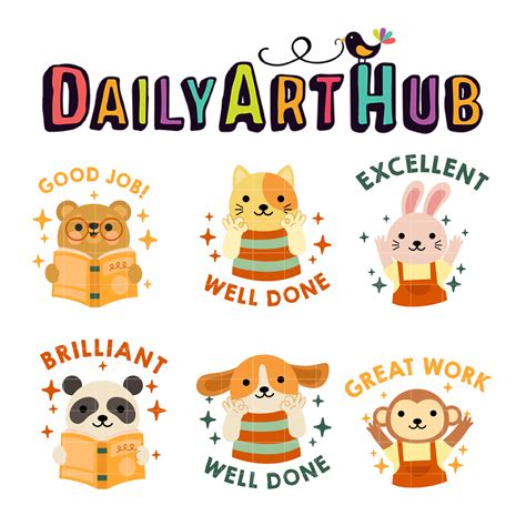 Cute Good Job Animals Clip Art Set – Daily Art Hub // Graphics ...