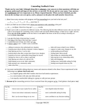 Counseling Feedback - dcf wisconsin Doc Template | pdfFiller