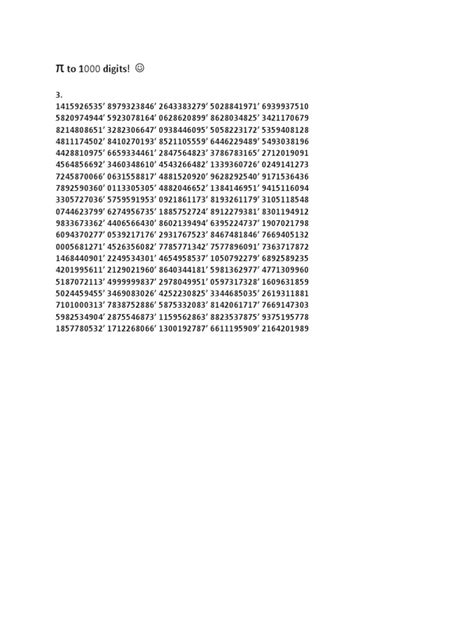 Image result for Digits of Pi Printable