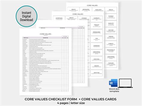 Image result for Core Values Checklist