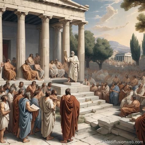 Plato Engages Ancient Greek Philosophers | Stable Diffusion Online