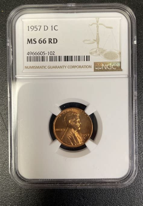 1957-D MS66 RD Wheat Cent!! – Steinmetz Coins & Currency