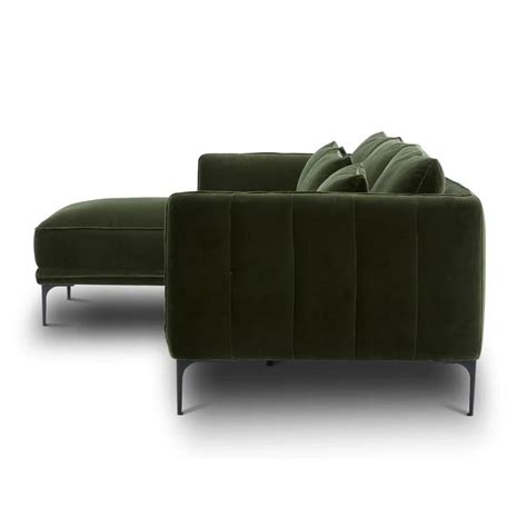 Heera Moti | Aziel L shape Sofa | Green | Facing Right