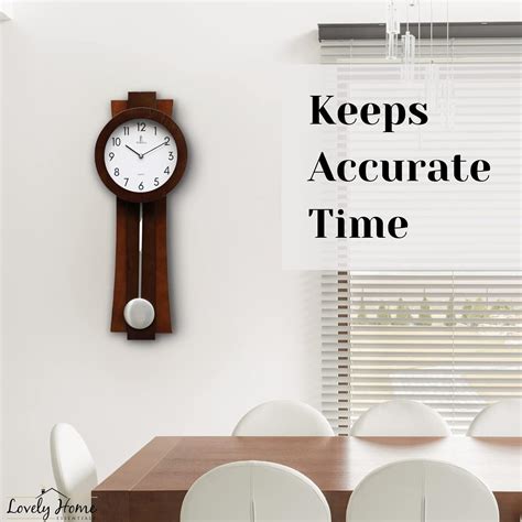 Lovely Home Essentials Modern Wood Pendulum Wall Clock - Silent 23.5x8 ...