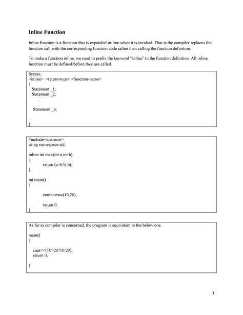 Inline function - Really good notes by Banasthali Vidyapith's profs ...