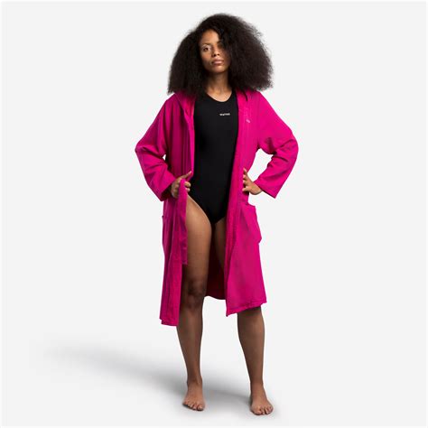 Women’s compact pink cotton hooded bathrobe DECATHLON | Decathlon