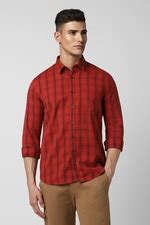 Buy Men Red Slim Fit Check Full Sleeves Casual Shirt Online - 39629361 ...