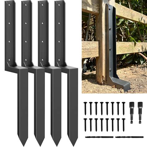 Metal Fence Post Repair 2pcs Fence Post Anchor Kit Heavy Duty Steel