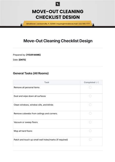 Free Move-Out Cleaning Checklist Design Template to Edit Online