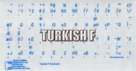 Buy 4Keyboard Turkish F Keyboard Labels Layout with Blue Lettering ...