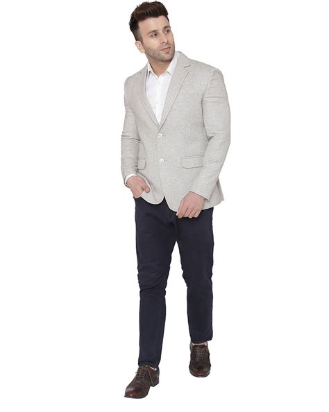 Buy Grey WINTAGE Chevron-Woven Single-Breasted Blazer | AJIO