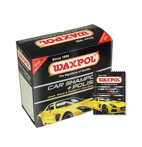 Waxpol Car Shampoo + Polish 15 ml (Set of 24 Sachet) | High Shine, Rich ...
