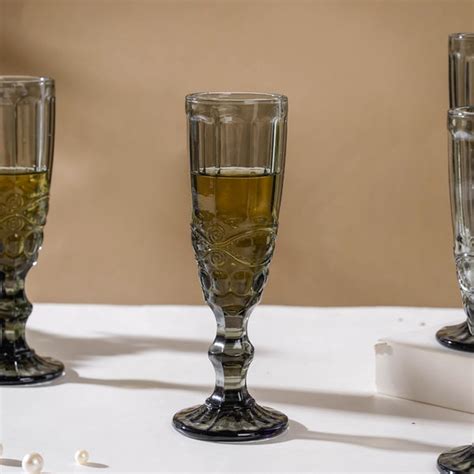 Stemmed Glass Ash Grey Set Of 6 150 ml Online - Premium Champagne Glass ...
