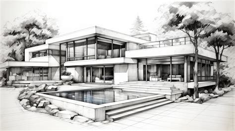 Premium Photo | Hyperrealistic Pencil Drawing Of A Modern House