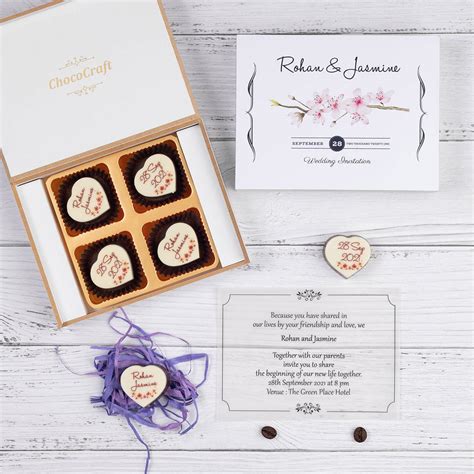 Wedding Invitations with Printed Chocolates | Marriage Invitation ...