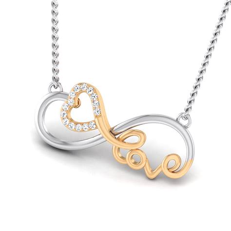 Designer Infinity Love Heart Platinum Pendant with Gold & Diamonds JL