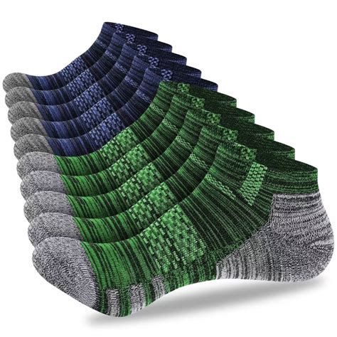 LOOIKOOS 10 Pairs Men's Ankle Socks, Cushioned Breathable Comfort Low ...