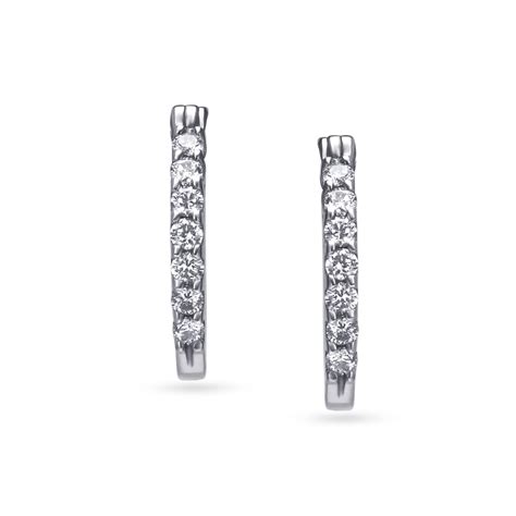Sparkling Sleek Diamond Hoop Earrings in White Gold