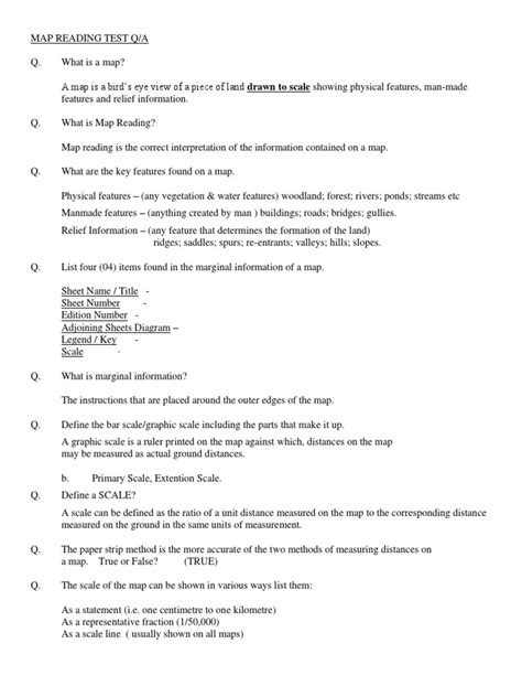 Image result for Map Reading Quiz Questions