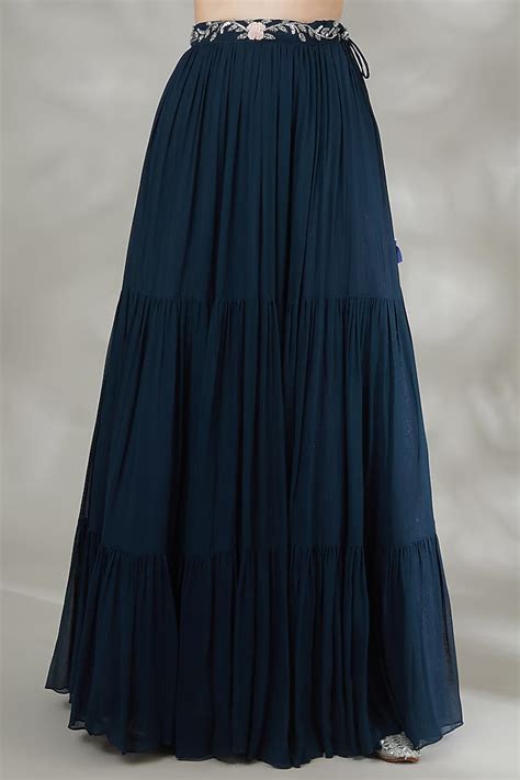 Navy Blue Georgette lehenga set – Label Dee