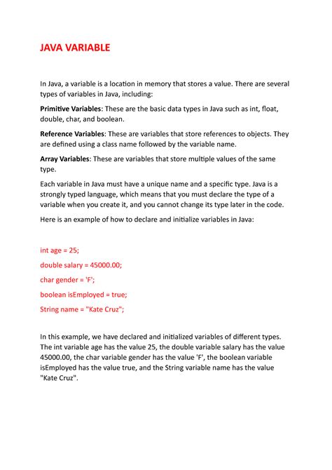 How to Create a Variable in Java 的图像结果