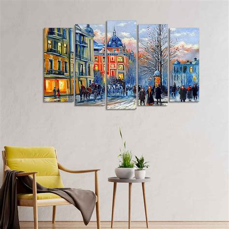 Old City in Winters Canvas Five Pieces Wall Painting of Five Pieces ...