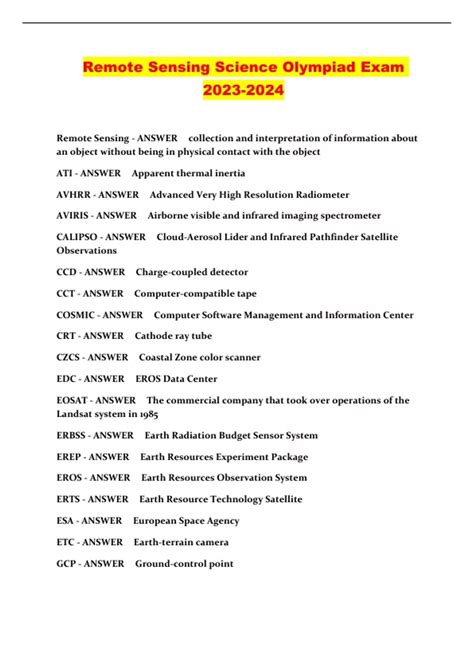 Remote Sensing Science Olympiad Exam - Remote Sensing Science Olympiad ...