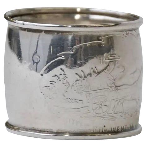 Antique Sterling Silver Napkin Ring Engrave with Cartoon For Sale at ...