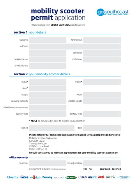 Fillable Online Mobility Scooter Permit Application Fax Email Print ...