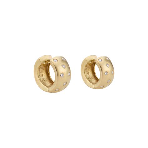 Yellow Sapphire Diamond White Gold Huggie Earrings at 1stDibs
