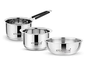 Buy KITCHEN CLUE Tri-ply Stainless Steel Cookware Set - Tasla (1500 ML ...