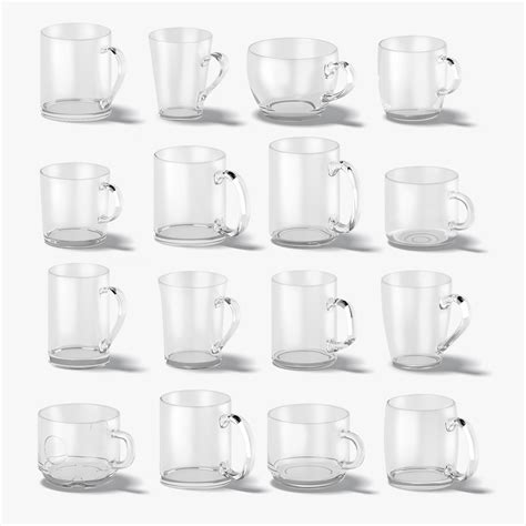 18 Glass Mug Shapes - transparent cups with different forms and sizes ...