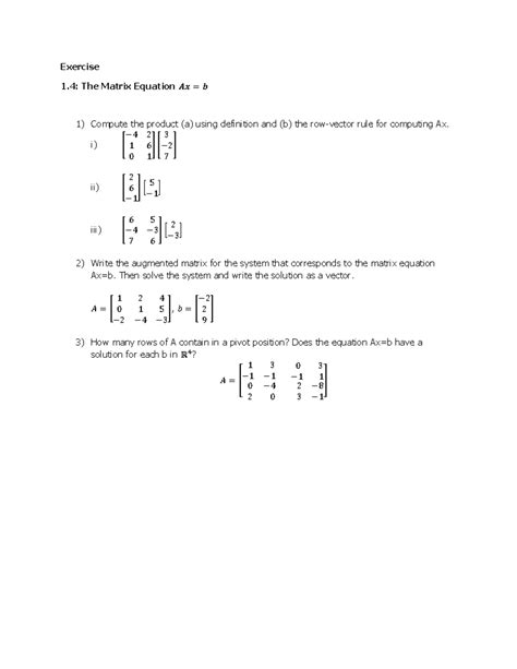 Image result for Linear Matrix Exercise