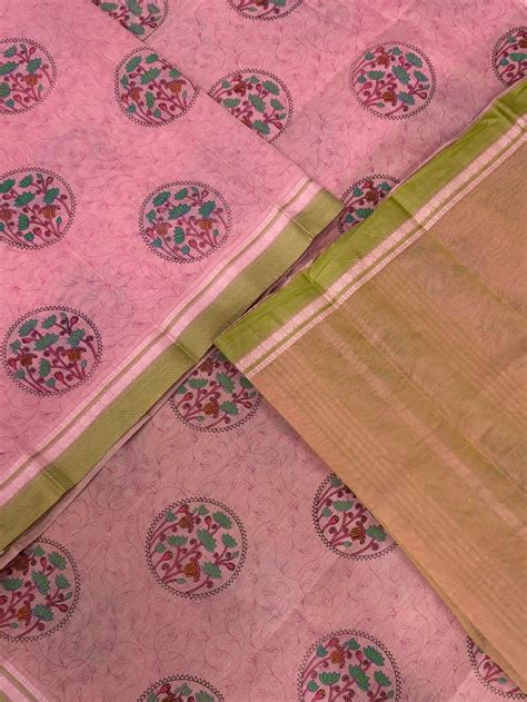 Kadhi soft Cotton | pastel pink X green | thread border X floral ...