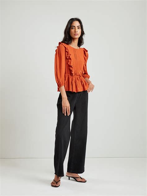 Go Rust Peplum Top