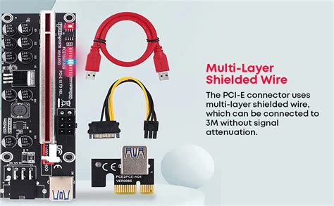 LipiWorld® VER011-PRO Riser Card 10 Capacitors PCI-E 1X to 16X VER011 ...