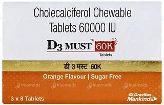 D3 Must 60k Orange Flavour Sugar Free Chewable Tablet 8: Uses, Side ...