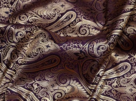 Plum Indian Brocade Fabric by the Yard Varanasi Brocade for vest jacke ...